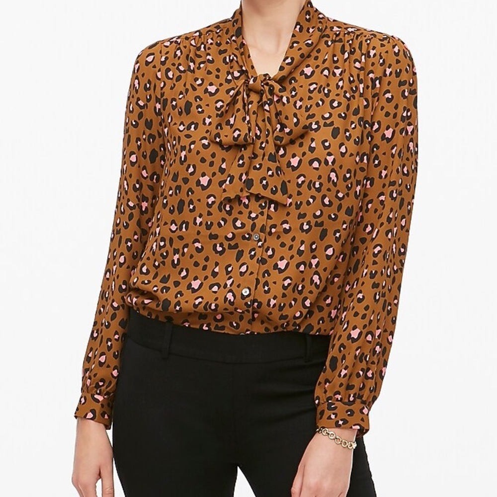 Brown and Pink Leopard Blouse